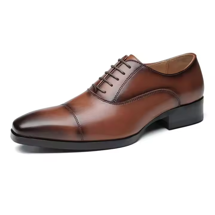 Zapatos de negocios de cuero con punta cuadrada y vestido de estilo moderno de cuero para hombre - 1