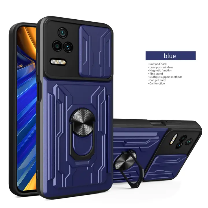 Funda con soporte magnético para Xiaomi Poco F4 M4 M5 X5 X4 Pro C40 X3 Redmi 10 10C 9 9A 9C Mi 11T Civi 2 Note 12, funda con ranura para tarjeta - 1