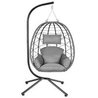 Silla Colgante con Soporte, Cojín y Almohadilla |   Color gris |   Columpio colgante para interior y exterior |   Estructura Metálica, Columpio de Jardín/Terraza, Silla Huevo, Cesta Colgante - details 9