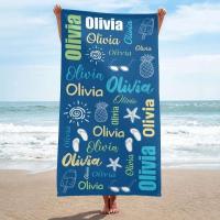 Toalla de playa personalizada para piscina, diseño de fuente multicolor, baño personalizado, con nombre exterior, cumpleaños - details 4