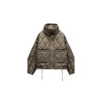 Nueva chaqueta de algodón con cuello levantado para mujer de invierno, chaqueta informal acolchada con cordón y diseño de bolsillo, abrigo corto - details 1