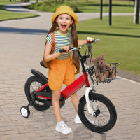 Bicicleta para niños de 14 pulgadas, bici para niños de 3 a 5 años, con ruedas de entrenamiento, cesta ajustable en altura - details 0