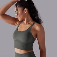 Sujetador de yoga sin costuras para mujer, sujetador deportivo cruzado de alto impacto, a prueba de golpes, top corto, transpirable, antisudor - details 42