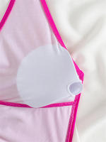 Bañador de una pieza para mujer, traje de baño ahuecado liso, Sexy, Monokini con Espalda descubierta, ropa de playa de verano - details 5