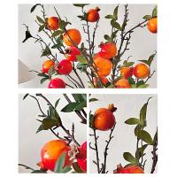 Simulación de Granada Artificial, rama larga, fruta de Granada, 7 cabezas, frutas artificiales, flores, frutas falsas, árbol bonsái - details 3