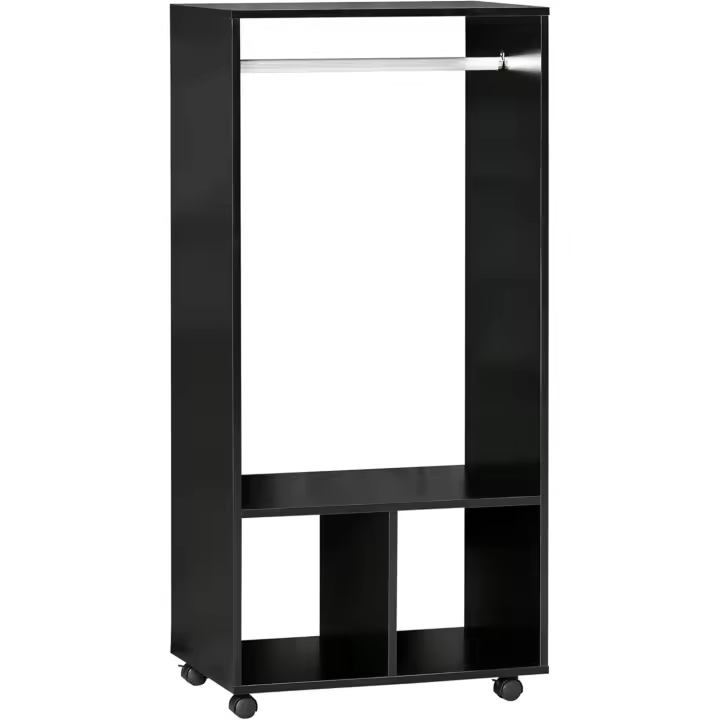 Ruedas Armario para Ropa con Barra Estantes Abiertos Organizador para Colgar Ropa de Dormitorio - 1