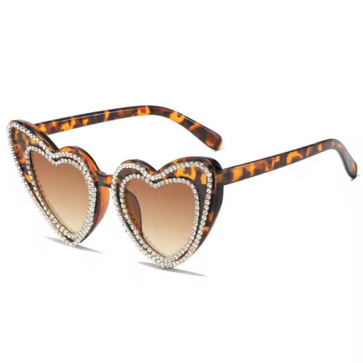 Gafas de sol personalizadas para mujer, conjunto de diamantes de amor, decoración de corazón de melocotón, Bola de moda, nuevo - 1