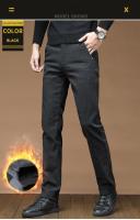 Pantalones informales gruesos de lana para hombre, nuevos pantalones cálidos rectos ajustados para invierno, pantalones informales de negocios para oficina, moda coreana para hombre - details 8
