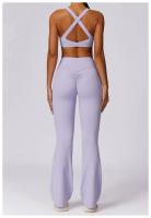 Conjunto de Yoga Naranja para Mujeres Traje de Gimnasio Fitness de Dos Piezas Pantalones Anchos y Sujetador Deportivo Material de Nylon Adecuado para Primavera/Verano - details 14