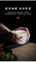 Yangzhi Jade Classic Ciruela Orquídea Bambú Crisantemo Maestro Dehua Porcelana Blanca Oficina y Hogar Taza de Té Grande - details 10