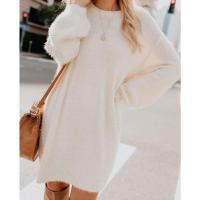 Vestido de felpa holgado de manga larga con cuello redondo y largo medio para mujer, otoño e invierno 2024 - details 8