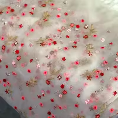Tela de Encaje Bordado en Malla de Gasa Suave Organza para Hacer Ropa DIY y Costura Envío de Paquete Postal Material de Poliéster - 1