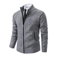 Abrigo deportivo informal para hombre, cárdigan cálido de lana con cremallera, cuello alto, Color sólido, otoño e invierno - details 23