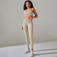 Conjunto de dos piezas para mujer, leggings de gimnasio de cintura alta, top corto, tres tops de Fiess, ropa deportiva con lavado ácido - details 18