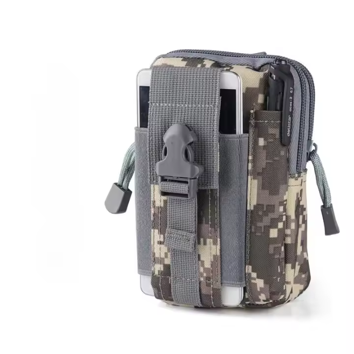 Riñonera Táctica Impermeable Sistema MOLLE con PortaTeléfono y Equipo de Supervivencia para Senderismo Camuflaje Multicam - 1