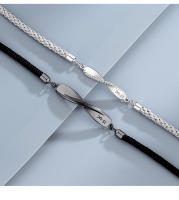 Jin Hongyu-pulseras de pareja de tira Möbius de plata pura para hombres y mujeres, par de cuerda de mano tejida de nicho, regalo conmemorativo de estilo coreano - details 4