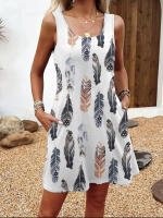 NOVEDAD DE VERANO 2025, vestido estampado con cuello en V y cuello redondo para mujer - details 3