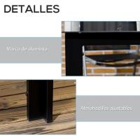 Mesa de Jardín Rectangular para 6 Personas Marco de Aluminio Mesa de Comedor Exterior con Vidrio Templado Carga de 50kg Para Balcón Terraza Negro 150x90x74 cm - details 4