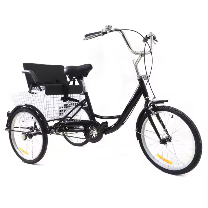 Triciclo de 3 ruedas para adultos, 20 ", con cesta de la compra y asiento para niños - 1