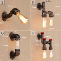 Luz de pared de tubería de agua Industrial de hierro Retro Para Loft, lámpara de interruptor de encendido y apagado, apliques de pared de estilo Vintage de tubería, lámpara de tubería de agua de vapor - details 2
