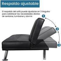 Sofá Cama Plegable de Poliéster 2 Plazas Soporte de Botella 167 X94 cm Max Capacidad 350 KG Gris - details 39