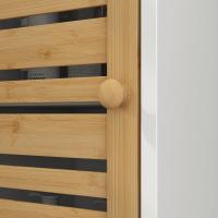 Estantes Ajustable y Puerta Bambú Anti-vuelco 35x30x170 cm Blanco y Natural - details 6