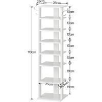 Zapatero, Estante Zapatero, Estantería para Zapatos, Mueble Zapatero de 8 Niveles, con 2 Ganchos, 50 x 28 x 113 cm, para Entrada, Dormitorio, Ahorra Espacio, Blanco - details 27