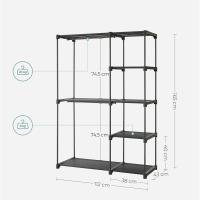 Armario de Ropa, Perchero, Burro Ropa, 124 x 43 x 182 cm, 2 Secciones para Colgar, con Compartimentos, Gran Capacidad, para Dormitorio, Salón, Lavandería, Topo RYG026R02 - details 19