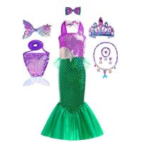 AmyStylish Niñas Princesa Sirena Ariel Cosplay Halloween Fiesta de Cumpleaños Verano Playa Vacaciones Vestido - details 53