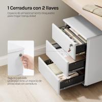 Archivador Móvil con Cerradura Cajonera con Ruedas para Archivos A4 Mueble Archivador Metálico para Oficina Blanco SK024ws - details 6