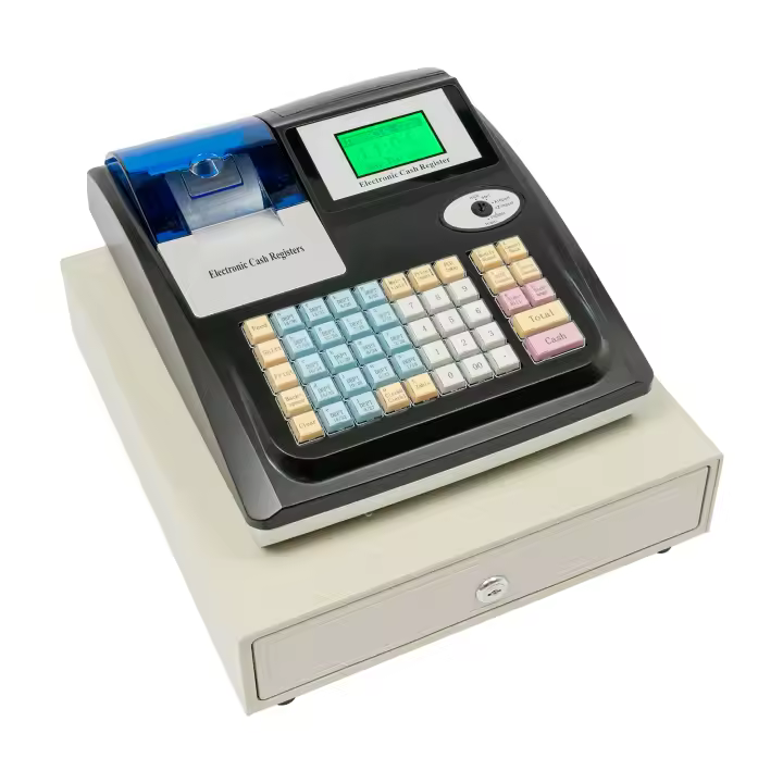 Caja registradora electrónica Sistema inglés Pantalla LED dual con 48 teclas Función de reconocimiento de billetes Caja registradora POS para restaurante minorista Supermercado - 1