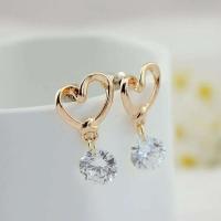 Colgantes de Pendiente de Zirconia Diseño de Corazón de Oro para Mujeres y Niñas - details 2