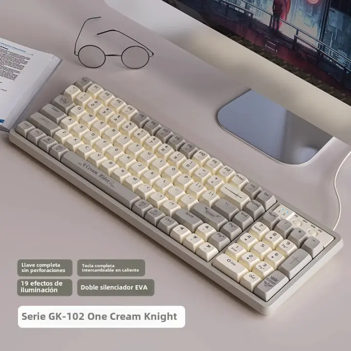 GK102 tres modos de cable caliente-intercambiable teclado mecánico oficina juego juego inalámbrico bluetooth teclado verde eje - 1
