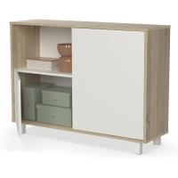 Taburete de Almacenamiento de Madera Roble Blanco Diseño de 2 Puertas y 1 Hueco - details 6