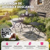 Juego de Muebles de Jardín Exterior Mesa de Bistro y 2 Sillas Plegables Antideslizantes - details 2