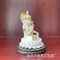 Estatua de diosa musical con Base de loto Tianmiao Yin, decoración artesanal de resina de Buda indio - details 11
