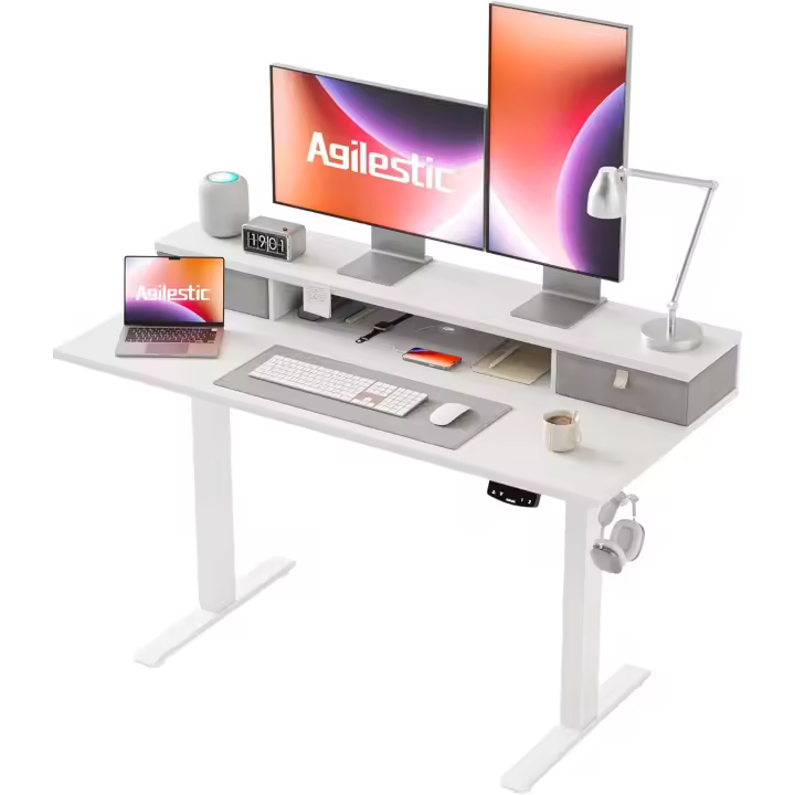 Altura con 2 cajones, 120 x 60 cm Escritorio Estable Eléctrico Regulable en Altura, Escritorio ergonómico - 1