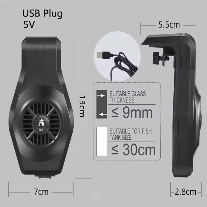 Ventilador de refrigeración Simple para pecera, Mini ventilador colgante para acuario, Enfriador de Tanque De Agua de peces ajustable - 1