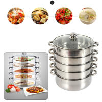 Vaporera de acero inoxidable de 5 niveles, olla de vapor para cocina de carne y verduras, con tapa de vidrio - details 9