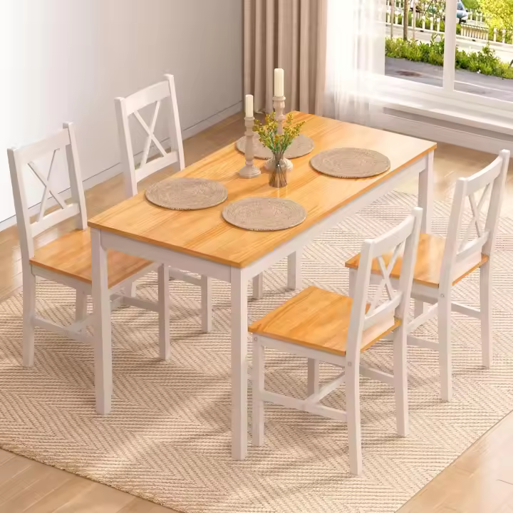 Juego de comedor para 4 personas, mesa de comedor con 4 sillas, juego de mesa de cocina de madera, mesa de comedor y sillas, juego de muebles de ahorro de espacio para cocina y sala - 1
