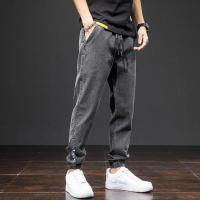 Primavera Verano negro azul Cargo Jeans hombres Streetwear Denim Jogger pantalones hombres holgados Harem Jean pantalones de talla grande - details 17