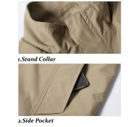 Spring Men's Trech Coats Casual Man Slim Fit Stand Collar Business Jackets Men Waterproof Windbreaker Camping Jackets Clothing - details 6