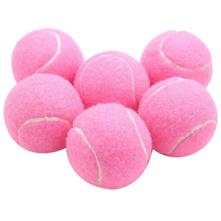 Pelotas de tenis rosas resistentes al desgaste para mujer, pelotas de entrenamiento elásticas de 66mm para principiantes, pelota de práctica de tenis para Club, paquete de 6 piezas - 1