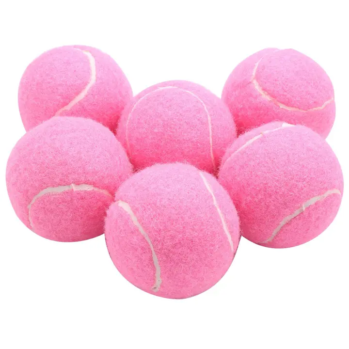 Pelotas de tenis rosas resistentes al desgaste para mujer, pelotas de entrenamiento elásticas de 66mm para principiantes, pelota de práctica de tenis para Club, paquete de 6 piezas - 1