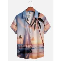 Camisa informal hawaiana, diseño de puesta de sol para hombre, ropa de playa de manga corta 3D divertida para mujer, camisa nueva con gran descuento RAL Y2K Tops 4XL - details 8