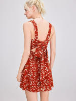Vestido de mujer de cuello V con flores rotas, pequeño fresco y elegante vestido de temperamento - details 6