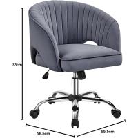 Rudas Giratorias 360 °    con Función Inclinación Sillon Trabajo Altura Ajustable Tapizada Terciopelo Gris Oscuro - details 4