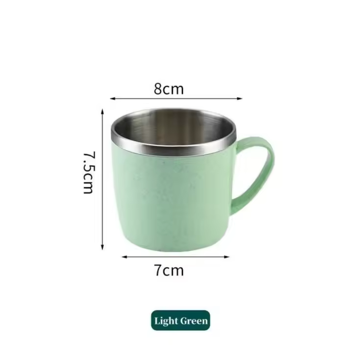 Tazas de acero inoxidable de doble capa con mango de plástico, taza de leche, café, antiquemaduras, inastillable, taza para beber leche, 201-300ml, nuevo - 1