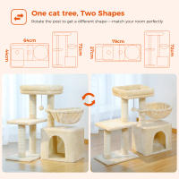 PAWZ Road Árbol para gatos 2 en 1 con poste rascador de Sisal, hamaca, condominio para gatos grande, casa tipo torre para gatos pequeños, tablero rascador para gatos de interior, juguetes para gatos - details 14