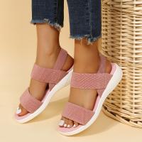 Sandalias de verano 2025, sandalias elásticas de una palabra con suela gruesa y Tacón de Cuña de fondo plano para mujer - details 4